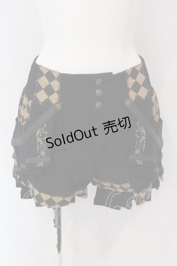 画像1: Ozz oneste / Sunset Rose　ショートパンツ  ブラック×ベージュ O-25-04-17-001-OO-PA-IG-OS (1)