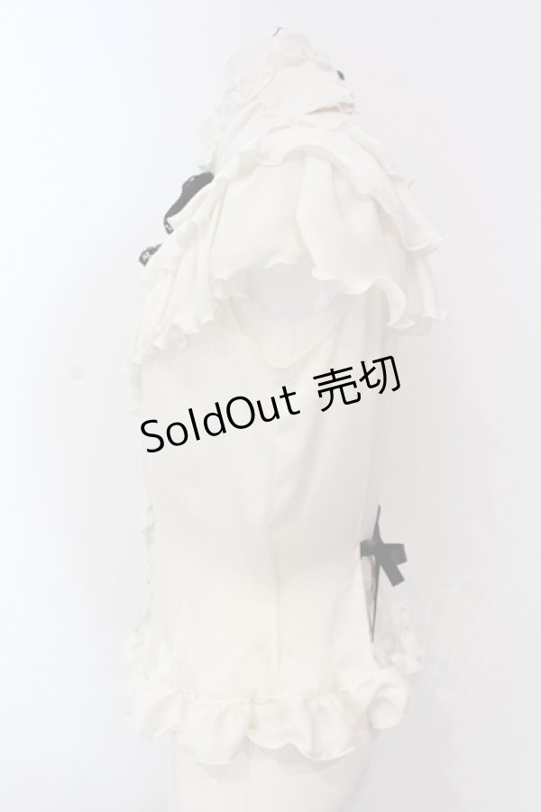 画像3: MARBLE / クラシカルカメオタイ付きティアードフリルブラウス  生成り×ブラック O-25-04-17-029-GO-BL-IG-OS (3)