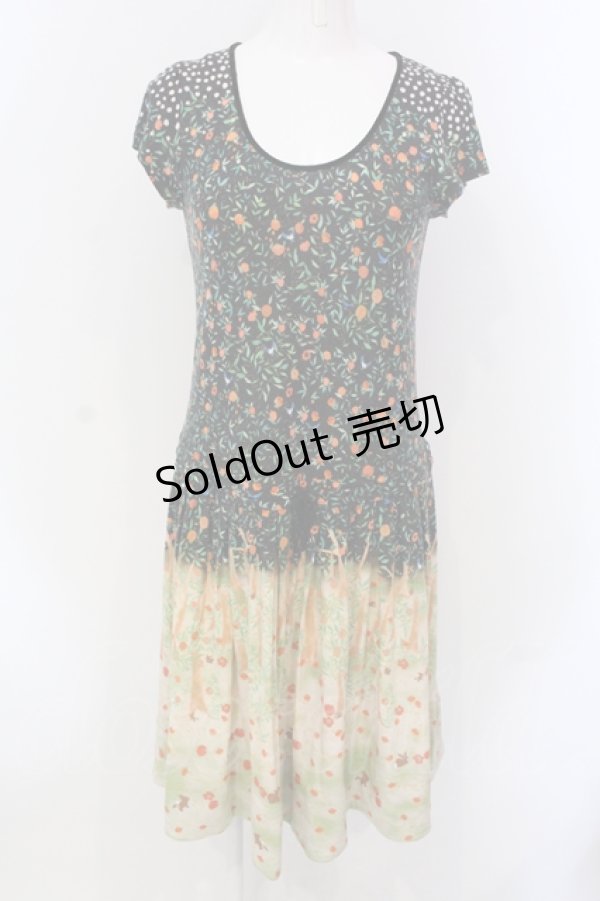 画像1: 【SALE】Franche Lippee / ざくろの花お上品ワンピース M クロ×アイボリー O-25-04-17-043-LO-OP-IG-ZT073 (1)