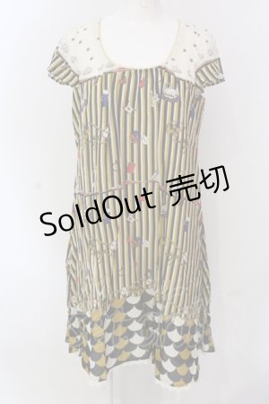 画像: 【SALE】Cherir la femme / favoriteくしゅワンピ  イエロー×アイボリー O-25-04-17-047-LO-OP-IG-ZT045