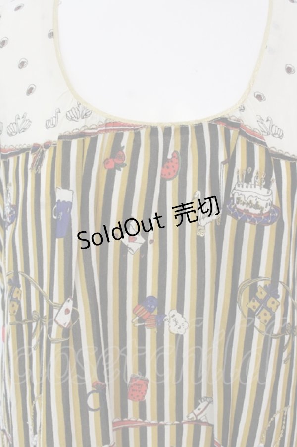 画像2: 【SALE】Cherir la femme / favoriteくしゅワンピ  イエロー×アイボリー O-25-04-17-047-LO-OP-IG-ZT045 (2)