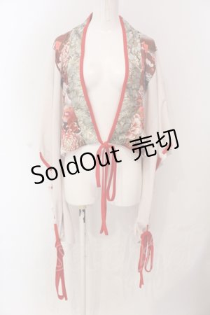 画像: Qutie Frash / 着物ショートカーデ  ホワイト×レッド O-25-04-17-056-QU-TO-IG-OS