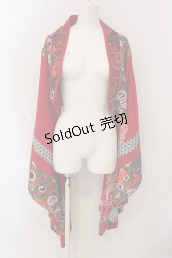 画像1: Qutie Frash / 着物ショートカーデ  レッド O-25-04-17-057-QU-TO-IG-ZI (1)