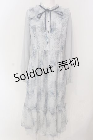 画像: axes femme / フラワープリントチュールワンピース F サックス O-25-04-17-060-AX-OP-IG-OS