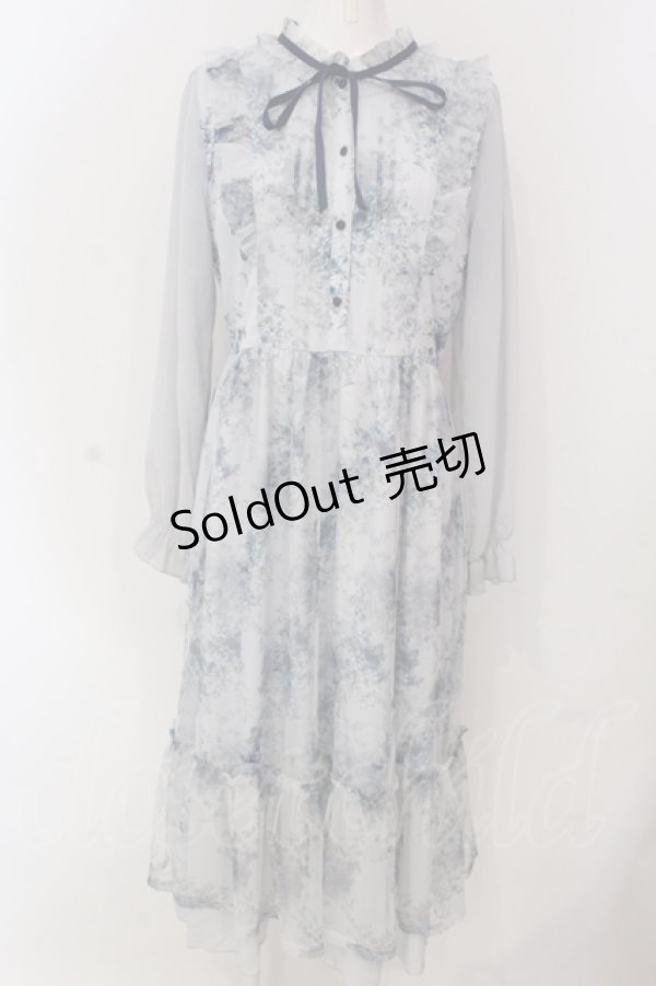 画像1: axes femme / フラワープリントチュールワンピース F サックス O-25-04-17-060-AX-OP-IG-OS (1)