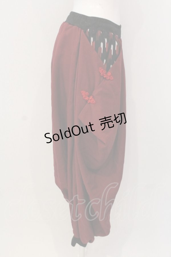 画像2: Qutie Frash / 袴サルエルパンツ  レッド O-25-04-17-064-QU-PA-IG-ZI (2)