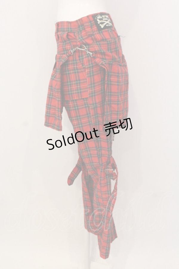 画像2: HELL CAT PUNKS / チェックボンテージパンツ Small レッドチェック O-25-04-17-065-PU-PA-IG-OS (2)