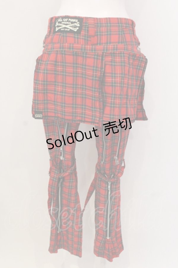 画像3: HELL CAT PUNKS / チェックボンテージパンツ Small レッドチェック O-25-04-17-065-PU-PA-IG-OS (3)
