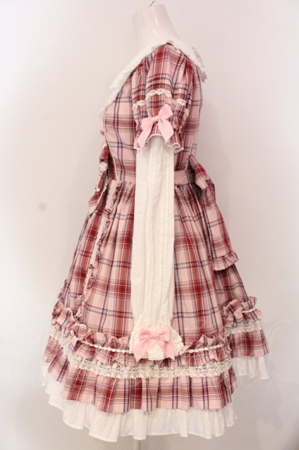 画像4: Angelic Pretty / Dolly Girl付け袖ワンピース(タータン)  ピンク O-25-04-17-068-AP-OP-IG-OS (4)
