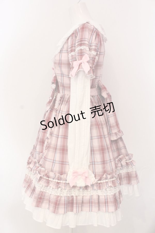 【 開梱 設置?無料 】 Angelic ピンク Girl付け袖ワンピース(タータン) Dolly / Pretty ワンピース