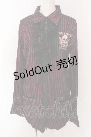 画像: SEX POT ReVeNGe / ストライプフリルブラウス  ピンク×ブラック O-25-04-17-082-SP-BL-IG-OS