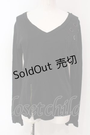画像: BPN FOR MEN / ジップ配色カットソー M ブラック O-25-04-17-084-GO-TO-IG-OS