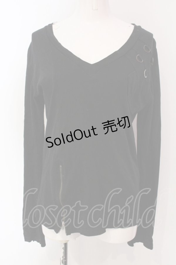 画像1: BPN FOR MEN / ジップ配色カットソー M ブラック O-25-04-17-084-GO-TO-IG-OS (1)