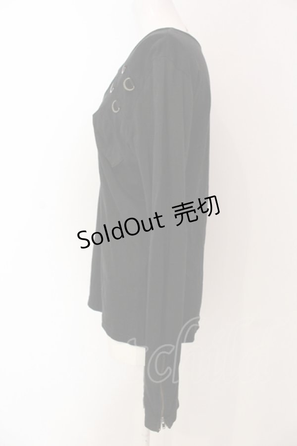 画像2: BPN FOR MEN / ジップ配色カットソー M ブラック O-25-04-17-084-GO-TO-IG-OS (2)