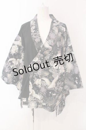 画像: Qutie Frash / 2022浴衣4点SET トップス単品  鶴 ブラック O-25-04-17-087-QU-TO-IG-OS