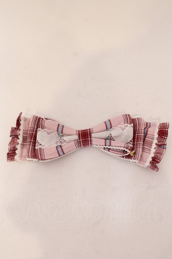 画像1: Angelic Pretty / Heartヒロインリボンヘッドドレス(タータン)  ピンク O-25-04-17-097-AP-AC-IG-OS (1)