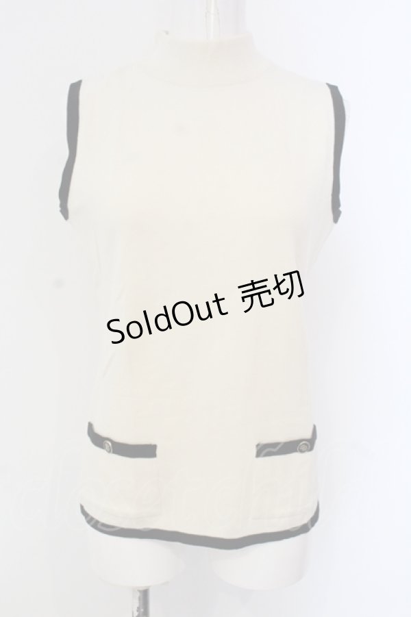 画像1: INGEBORG / ツートンニットノースリーブトップス  オフシロ×クロ O-25-04-17-013-LO-TO-IG-OS (1)