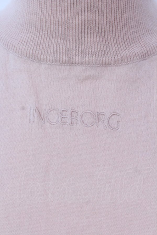 画像2: INGEBORG / ロゴ刺繍半袖ニット  ピンク O-25-04-17-017-LO-TO-IG-ZT023 (2)