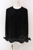 画像1: INGEBORG / 袖リボン起毛カットソー  クロ O-25-04-17-020-LO-TO-IG-ZT023 (1)