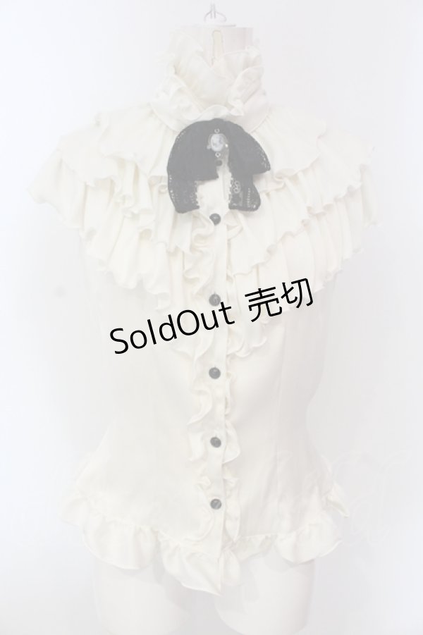 画像1: MARBLE / クラシカルカメオタイ付きティアードフリルブラウス  生成り×ブラック O-25-04-17-029-GO-BL-IG-OS (1)