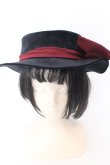 画像2: axes femme / 配色リボンベロアハット 57.5ｃｍ クロ O-25-04-18-035-AX-AC-OW-OS (2)