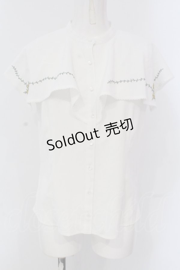 画像1: an another angelus / スクエアケープ衿ローズ刺繍ブラウス  シロ O-25-04-19-027-CA-BL-IG-OS (1)