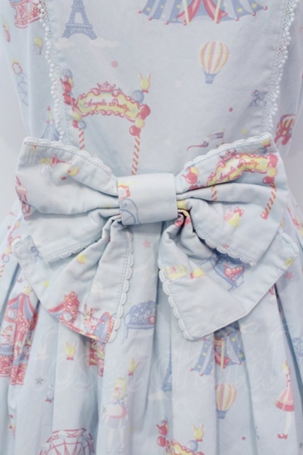 Angelic Pretty サックス ストライプ エプロンワンピース