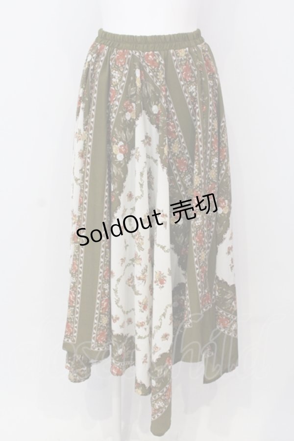 画像1: axes femme / スカーフ風アシメスカート  グリーン O-25-04-19-044-AX-SK-IG-OS (1)