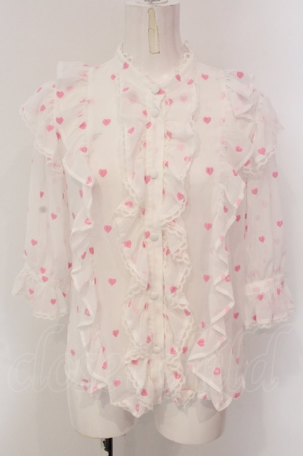 画像1: Angelic Pretty / Petit Heartブラウス  シロ×ピンク O-25-04-19-060-AP-BL-OW-OS (1)