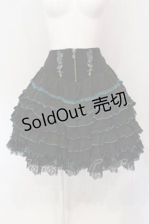画像: Ozz oneste / Dark Wizard フリルスカート  ブラック×グリーン O-25-04-19-066-OO-SK-OW-OS