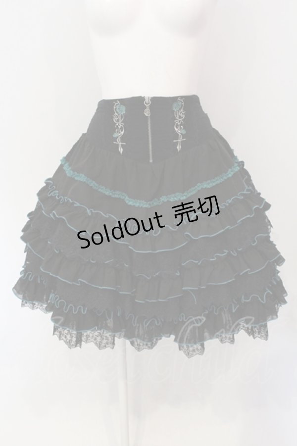 画像1: Ozz oneste / Dark Wizard フリルスカート  ブラック×グリーン O-25-04-19-066-OO-SK-OW-OS (1)