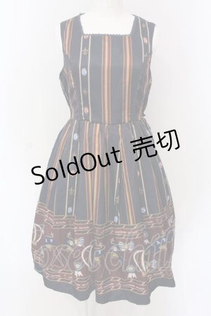 画像: axes femme kawaii / アンティークモチーフストライプジャンパースカート M コン O-25-04-19-013-AX-OP-OW-OS