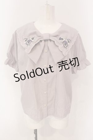 画像: axes femme POETIQUE / パンジー刺繍リボン襟ブラウス M 公式色展開：ピンク O-25-04-19-015-AX-BL-IG-OS