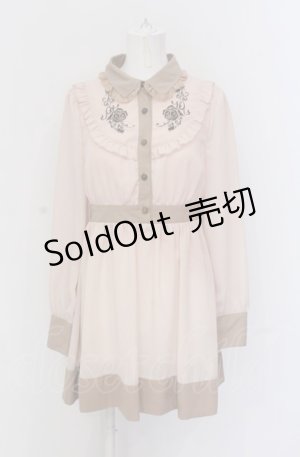 画像: 【SALE】Ank Rouge / ローズ刺繍バイカラーワンピース  ピンク×ベージュ O-25-04-20-001-CA-OP-IG-ZT304