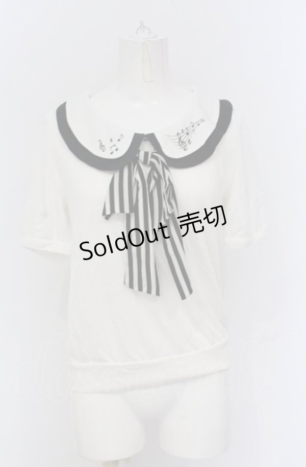 画像1: Ank Rouge / 音符ダブルカラーTシャツ  オフシロ×クロ O-25-04-20-043-CA-TO-IG-OS (1)