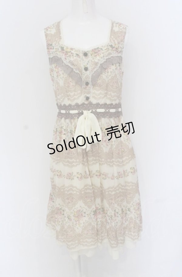 画像1: axes femme / 花×レース柄ワンピース M アイボリー O-25-04-20-044-AX-OP-IG-OS (1)