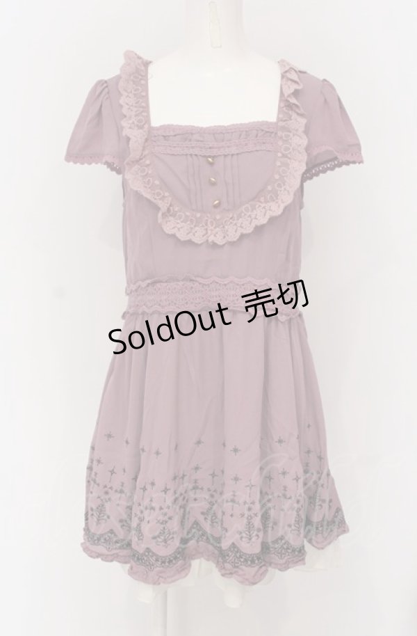 画像1: axes femme / 裾刺繍ワンピース M ピンク×アイボリー O-25-04-20-046-AX-OP-IG-OS (1)
