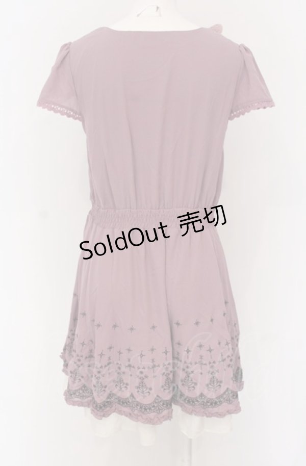 画像2: axes femme / 裾刺繍ワンピース M ピンク×アイボリー O-25-04-20-046-AX-OP-IG-OS (2)