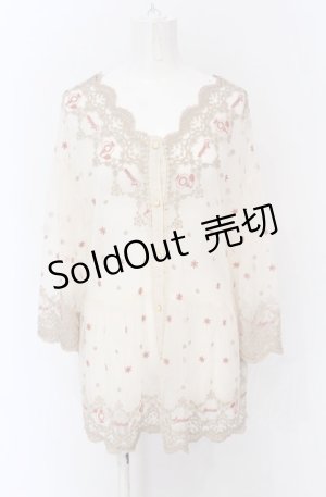 画像: axes femme / カラー刺繍レーシーブラウス M アイボリー O-25-04-20-049-AX-BL-IG-OS