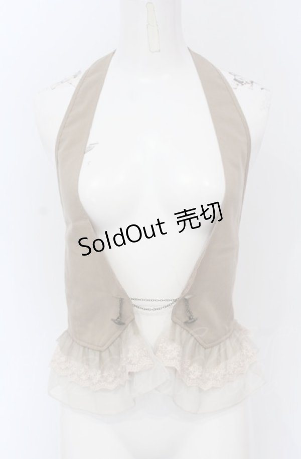 画像1: axes femme / シフォンチュールフリルホルターベスト M ベージュ O-25-04-20-051-AX-TO-IG-OS (1)