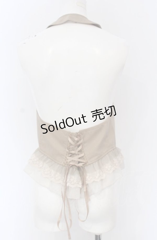 画像2: axes femme / シフォンチュールフリルホルターベスト M ベージュ O-25-04-20-051-AX-TO-IG-OS (2)