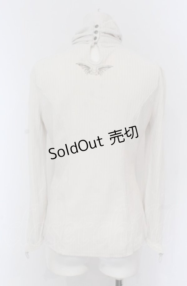 画像2: OZZ ANGELO / レース配色バックウィングプリントテレコカットソー  アイボリー O-25-04-20-052-OO-TO-IG-OS (2)