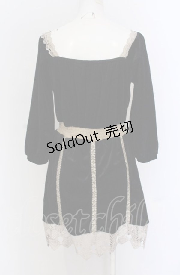 画像2: axes femme / レース&ベロアチュニック  クロ×ベージュ O-25-04-20-054-AX-TO-IG-OS (2)