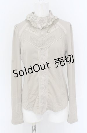 画像: Ozz Croce / モチーフレーススタンドネックカットソー  ベージュ O-25-04-20-055-OO-TO-IG-ZI