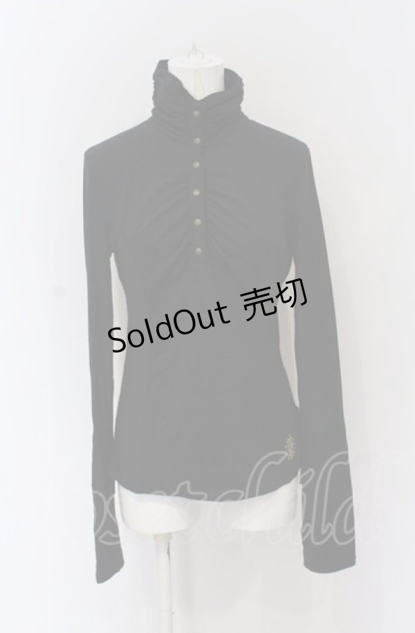 画像1: Ozz oneste / ギャザーハイネックカットソー  ブラック O-25-04-20-007-OO-TO-IG-OS (1)