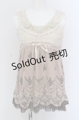 画像: axes femme / レース切り替えアウタータンク M ピンクベージュ O-25-04-20-062-AX-TO-IG-OS