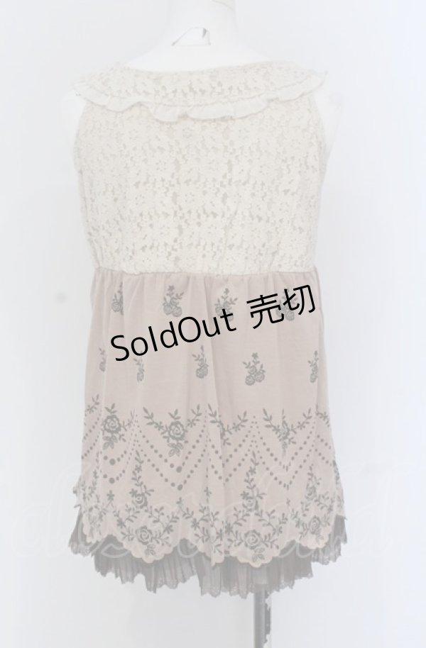 画像2: axes femme / レース切り替えアウタータンク M ピンクベージュ O-25-04-20-062-AX-TO-IG-OS (2)