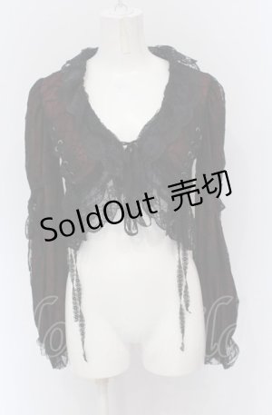 画像: Qutie Frash / 蜘蛛の巣レース レースアップボレロ  レッド×ブラック O-25-04-20-012-QU-TO-IG-ZS