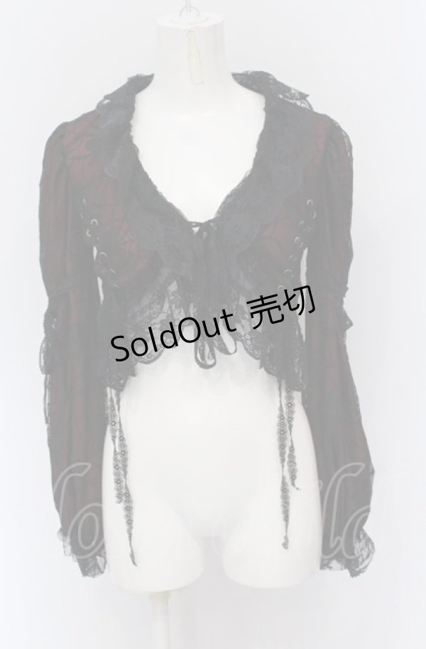 画像1: Qutie Frash / 蜘蛛の巣レース レースアップボレロ  レッド×ブラック O-25-04-20-012-QU-TO-IG-ZS (1)