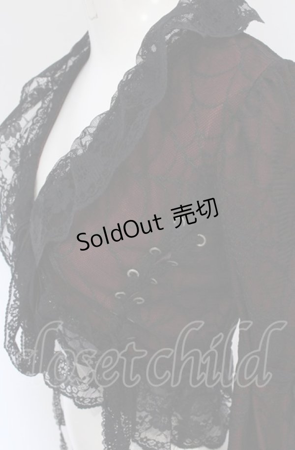 画像3: Qutie Frash / 蜘蛛の巣レース レースアップボレロ  レッド×ブラック O-25-04-20-012-QU-TO-IG-ZS (3)
